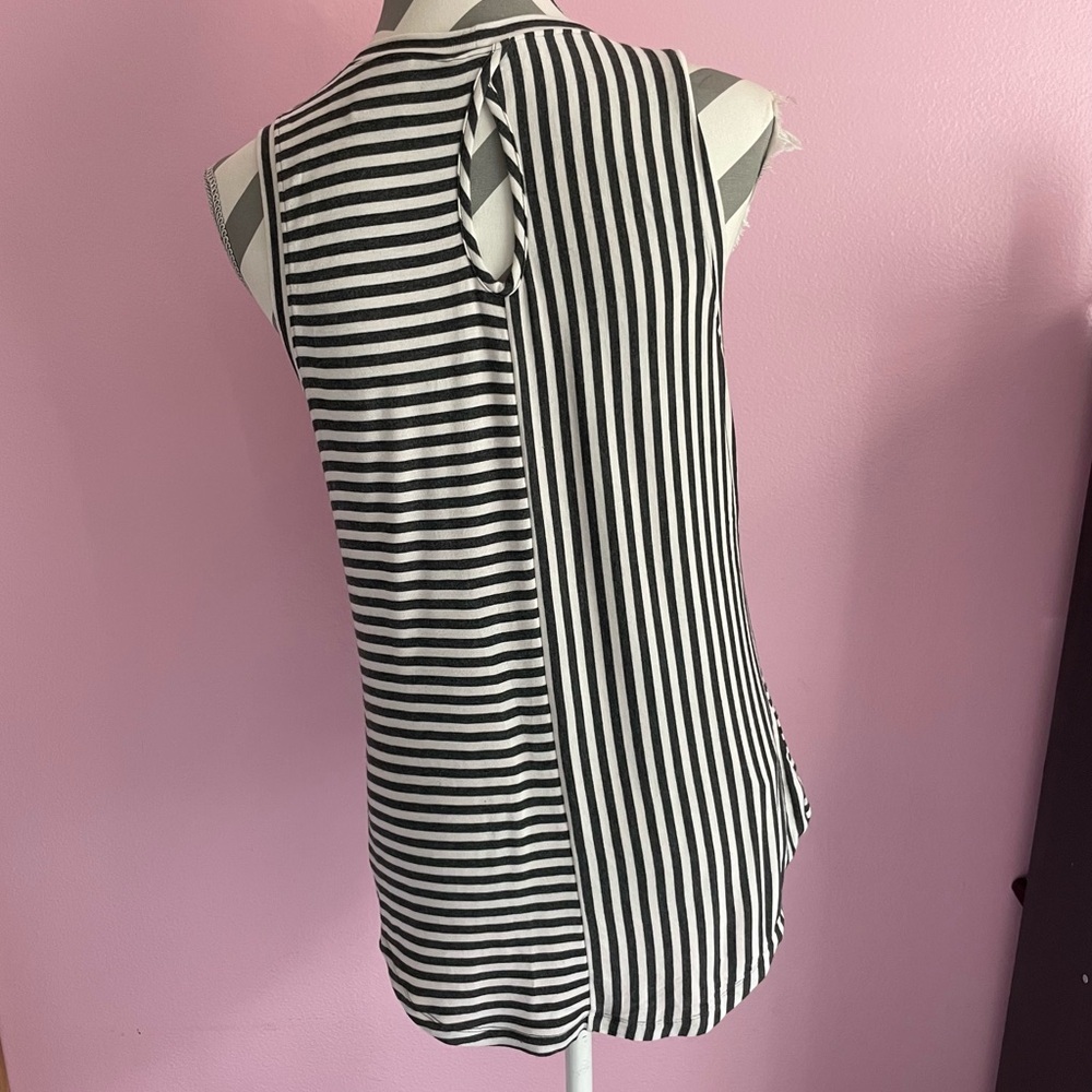 CAbi White & Grey Stripe Tank Top - Picture 3 of 4